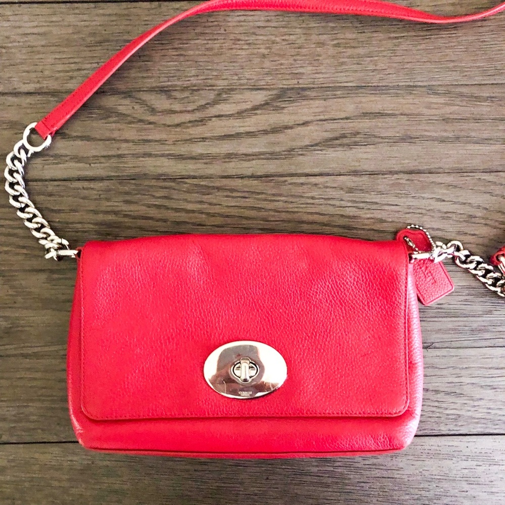Coach Red And Silver CrossBody Bag